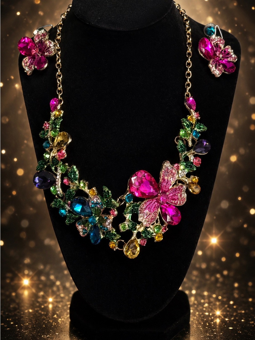 New Arrival!!Stunning Bold Multicolor Crystal Butterfly Necklace - Women Jewelry